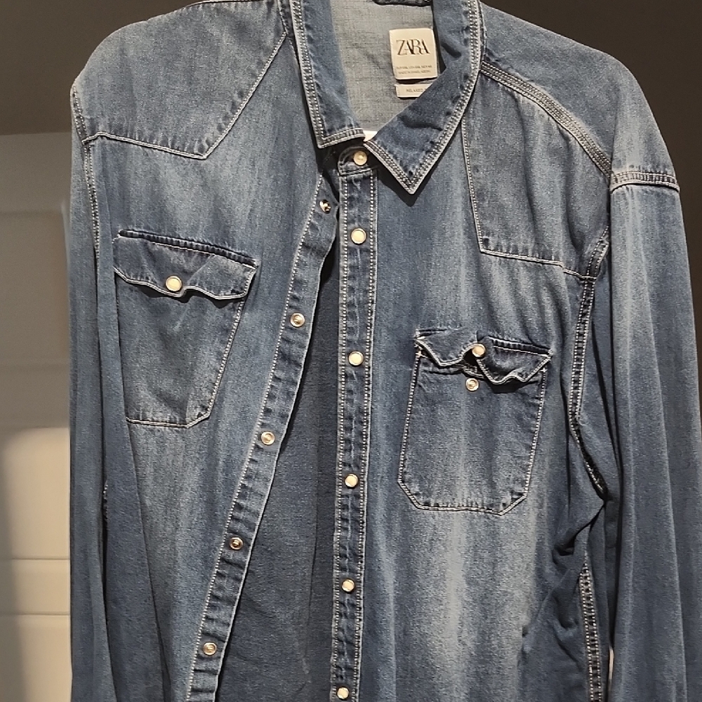 Zara Blue Denim Western Shirt